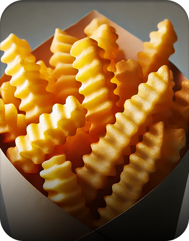 Cone de batata frita simples, crocante e dourada, chamado Holanda